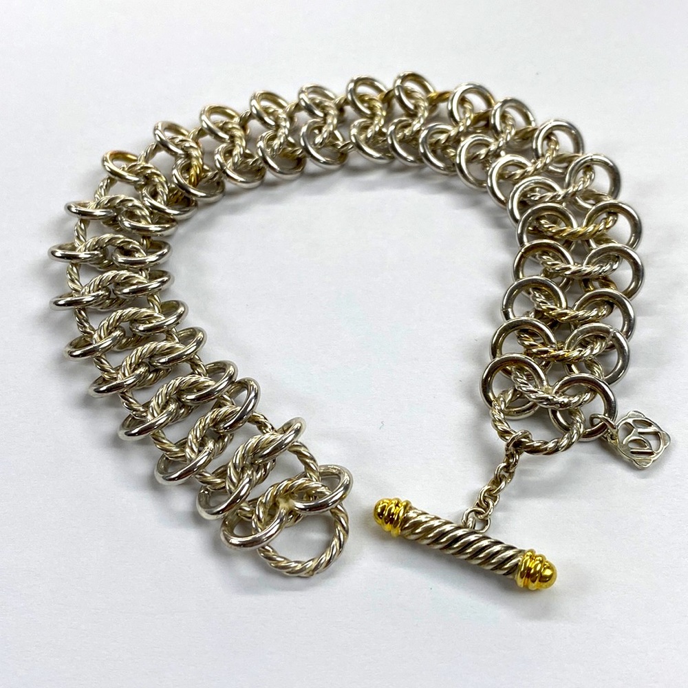 David Yurman Spiral Sterling with 18 Kt Toggle Accents